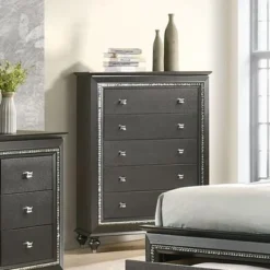 Silver Orchid Brockwell Metallic Gray Chest - 5-drawer