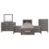 Picket House Furnishings Madison Twin Storage 6PC Bedroom Set - Grey - Twin - 6 Piece