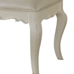 Traditional Style Wood And Leatherette Vanity Stool With Padded Seat, White -Bed Frame Shop 55178c28 ad92 435f 962f f76dc7177cf2