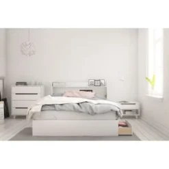 Nexera Aura 4 Piece Bedroom Set, White - Queen
