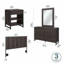 Atria 5-piece Bedroom Set With Full/Queen Headboard By Bush Furniture - Platinum Gray -Bed Frame Shop 55e2e2ef a2ca 43f1 b80d cc67f16c1899