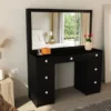 Boahaus Artemisia Modern Vanity, Black, Wide Mirror, 07 Drawers - Black-Crystal Ball Knobs