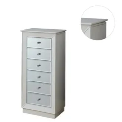 Jewelry Armoire With 6 Storage Drawers In White - White -Bed Frame Shop 5663d12c 329b 47ad b692 32bde60cb472