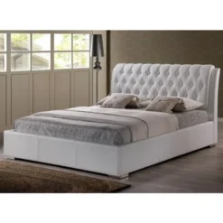 Baxton Studio Bianca Modern And Contemporary Faux Leather Upholstered Full-sized Platform Bed With Tufted Headboard - White -Bed Frame Shop 566dce55 6078 4b55 a3f8 34bf32a16b55