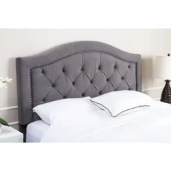 Abbyson Hillsdale Tufted Grey Velvet Headboard - Queen / Full