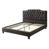 Luxurious Wooden C.King Bed With PU Tufted Head Board, Black