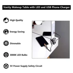 White Vanity Table With Light Mirror - White -Bed Frame Shop 57800070 6e3a 4c6b 951d ca38540164d0