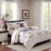 Taupe Luna 6 Piece Printed Quilt Set With Throw Pillows King/Cal King