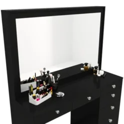 Boahaus Joan Modern Vanity Table, Black, Wide Mirror, 07 Drawers - Black-Gold Knobs -Bed Frame Shop 594c7213 1437 42fe beea d9ec47b1e232