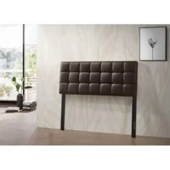 Bella Varya Tufted Faux Leather Upholstered Panel Headboard (Brown/ Black) - Brown - King -Bed Frame Shop 59e42613 2815 4830 8125 68f9a8768e1e