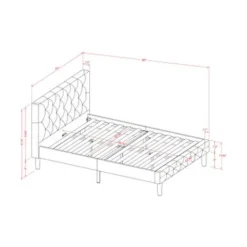 3 Piece Bedroom Set - 1 Platform Bed Upholstered White Velvet Fabric And 2 Night Stands - Burgundy Finish Nightstand - NL19Q-2BF13 -Bed Frame Shop 59e89d17 5f4f 47b1 bb49 841b8bc51fd1