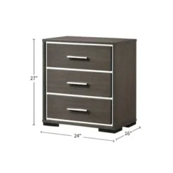 3 Drawers Nightstand With USB Port In Gray Oak Finish - Gray Oak - 2-drawer -Bed Frame Shop 59e8f604 17a0 4ed1 b24a fc187a2e5cc3
