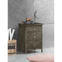 Daniel 3-drawer Transitional Wooden Nightstand - Pink -Bed Frame Shop 5a16e62e 759b 46dd 8b01 ef599dd7f8e6
