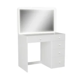 Boahaus Gaia Lighted Vanity With LED Light Strip - Silver -Bed Frame Shop 5a41d28a 9135 4448 a6d4 e531efd484df