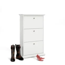 Porch & Den Virginia Contemporary 3-Drawer White Shoe Storage Cabinet - White -Bed Frame Shop 5ad69db4 cc93 4a5c 87c9 957a577536d7