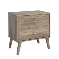 Prepac Milo Mid-Century Modern 2 Drawer Nightstand, Bedside Table, Contemporary Bedroom Furniture - White -Bed Frame Shop 5b428de9 cf0f 47fc b29b a8f4d5a6df6a