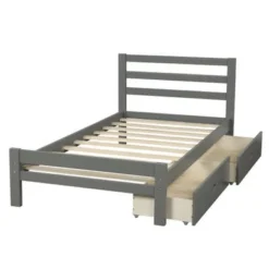 Moda Wood Platform Bed With Two Drawers - Grey -Bed Frame Shop 5baa123d 11e7 41fc bf9b 1e27bb181a39