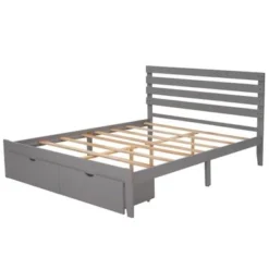 Nestfair Queen Size Platform Bed With Drawers - Grey -Bed Frame Shop 5bdd0773 281b 42af b9a0 23781356b82d