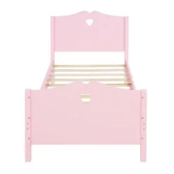 Merax Twin Platform Bed With Love Shaped Headboard And Footboard - Pink -Bed Frame Shop 5bfb093c 6e56 4676 afe2 ab2b213eb3a4