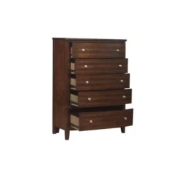 5 Drawer Wooden Chest With Chamfered Legs, Dark Brown - Brown - 5-drawer -Bed Frame Shop 5c3debdc 2e19 49a1 b700 65f820c35b66