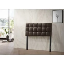 Bella Varya Tufted Faux Leather Upholstered Panel Headboard (Brown/ Black) - Brown - King -Bed Frame Shop 5c8c4170 8091 4a86 ab7e 9a3df6004e81