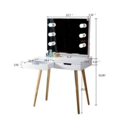 White Vanity Table With Light Mirror - White -Bed Frame Shop 5cab50d3 8ce1 4008 a71f 5115485466c6