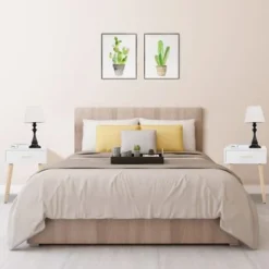 White Nightstand With One Drawer,Set Of 2 - White