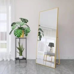 65" X 24" Alloy Frame Full Length Mirror Hanging Standing Or Leaning - 65"H X 24"W - Black -Bed Frame Shop 5d50e15b a543 4a73 a318 2d580311f5f0