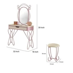 Contemporary Style Metal And Wood Vanity Set, White And Purple -Bed Frame Shop 5d9f50b0 4180 4adc b130 a8e3fb79a942