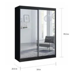 Copper Grove Parasol Modern Glossy Mirrored 2-door Wardrobe Armoire - Black-59" -Bed Frame Shop 5e9da818 457e 4a5a b1b4 71f07874bdd2