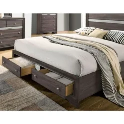 Bara Contemporary Grey Solid Wood Storage 3-Piece Platform Bedroom Set By Silver Orchid - Eastern King -Bed Frame Shop 5ef4adea fd69 4a46 b045 95848b329075
