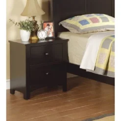 Pine Wooden Nightstand With 2 Drawers - Black -Bed Frame Shop 5f041c99 df7b 4d24 8e7f ef6b8380fe62