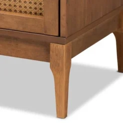 Baxton Studio Ramiel Mid-Century Modern Ash Walnut Finished Wood And Rattan 6-Drawer Dresser - Natural Brown, Gold -Bed Frame Shop 5f207c8e acd8 49fd a6ba 3f7d42309b19