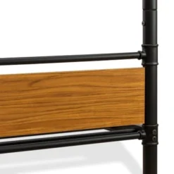 Hedley Bunk Bed Frame With 4 Hard Wood Legs - Twin Bed In Powder Coating Black Color And Brown Wood Laminate - HYT0B01 -Bed Frame Shop 5f51565e 8c27 466a 817e 842d7f7a228d