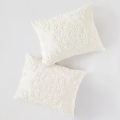 Off-White Laetitia 3-Piece Tufted Cotton Chenille Medallion Comforter Set King/Cal King -Bed Frame Shop 5fa83fbe 0b67 4af4 9b3a 46df2c831706