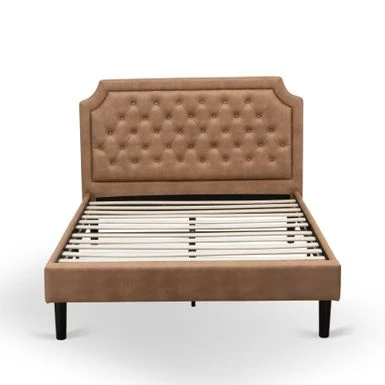 2-Piece Furniture Set With Frame - Distresses Jacobean Night Stand - Brown Faux Leather And Black Legs(Bed Size Options) - GB28F-1DE07 4 2-Piece Furniture Set With Frame - Distresses Jacobean Night Stand - Brown Faux Leather And Black Legs(Bed Size Options) - GB28F-1DE07 - Image 4