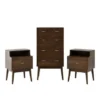 Curtisian 3 Piece 4 Drawer Dresser And Nightstand Bedroom Set By Christopher Knight Home - Columbia Walnut