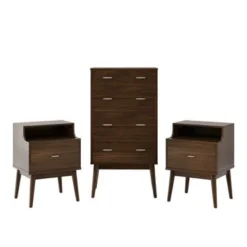 Curtisian 3 Piece 4 Drawer Dresser And Nightstand Bedroom Set By Christopher Knight Home - Columbia Walnut