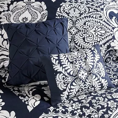 Indigo Vienna 7 Piece Cotton Printed Comforter Set Queen 6 Indigo Vienna 7 Piece Cotton Printed Comforter Set Queen - Image 6