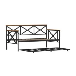 Hillsdale Furniture Ashford Triple X Design Metal Twin Daybed, Black With Oak Wood Accent - Black W/ Brown Trim - Twin -Bed Frame Shop 6064e0fc 859c 428a a449 0f209715b163