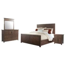 Picket House Furnishings Dex Queen Platform Storage 4PC Bedroom Set - Walnut -Bed Frame Shop 6080374b 0a70 4c62 bd43 6d773ecde57c