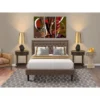 3 Pc Bedroom Set - 1 Bed With Brown Linen Fabric Button Tufted Headboard - 2 Nightstand (Bed Size Options) - KD18Q-2HI07