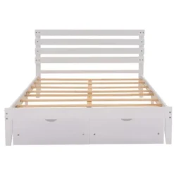 Nestfair Queen Size Platform Bed With Drawers - Grey -Bed Frame Shop 611871e8 7a57 4568 a89a 8535c6eba9a5