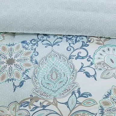 Blue Isla 8 Piece Cotton Floral Printed Reversible Comforter Set Queen 6 Blue Isla 8 Piece Cotton Floral Printed Reversible Comforter Set Queen - Image 6