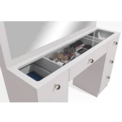 Boahaus Yara Lighted Vanity With Glass Top (White) - White-Gold Knobs -Bed Frame Shop 617e1bd7 590b 4f60 bcdb 56248c8b69b2