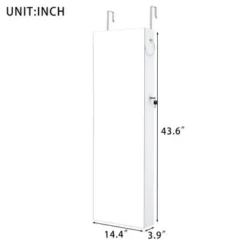 Wall Door Mounted Jewelry Storage Mirror Cabinet With LED Lights - White -Bed Frame Shop 6191ce55 6019 4a62 86ba 4a9bb4f11149