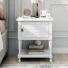 21.4" Wide Nightstand With Two Built-in Shelves Cabinet, Open Storage And USB Charging - White