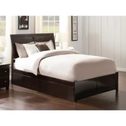 Portland Queen Platform Bed With Footboard And 2 Drawers In Espresso - Espresso - Queen -Bed Frame Shop 619d98f1 46a4 4e9d aa06 86f7667a90d7