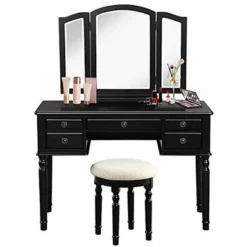 Vanity Set With Tri-Fold Mirror - Black -Bed Frame Shop 61bd563e 2774 4b1f bc24 ece5ea5ca23e