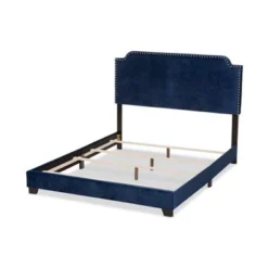Contemporary Glam Velvet Upholstered Panel Bed By Baxton Studio - Blue - Full -Bed Frame Shop 622f5d32 36f9 49de acd7 afcc80b9509e